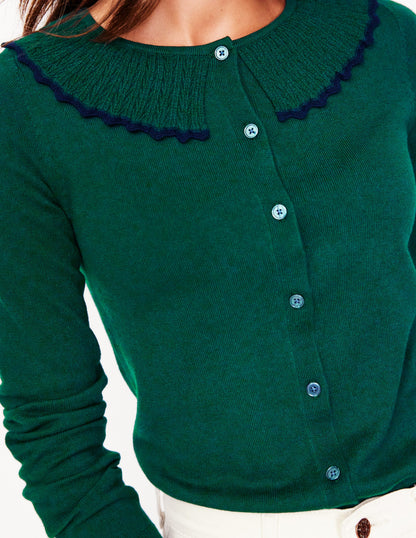 Frill Collared Cardigan-Glade Green