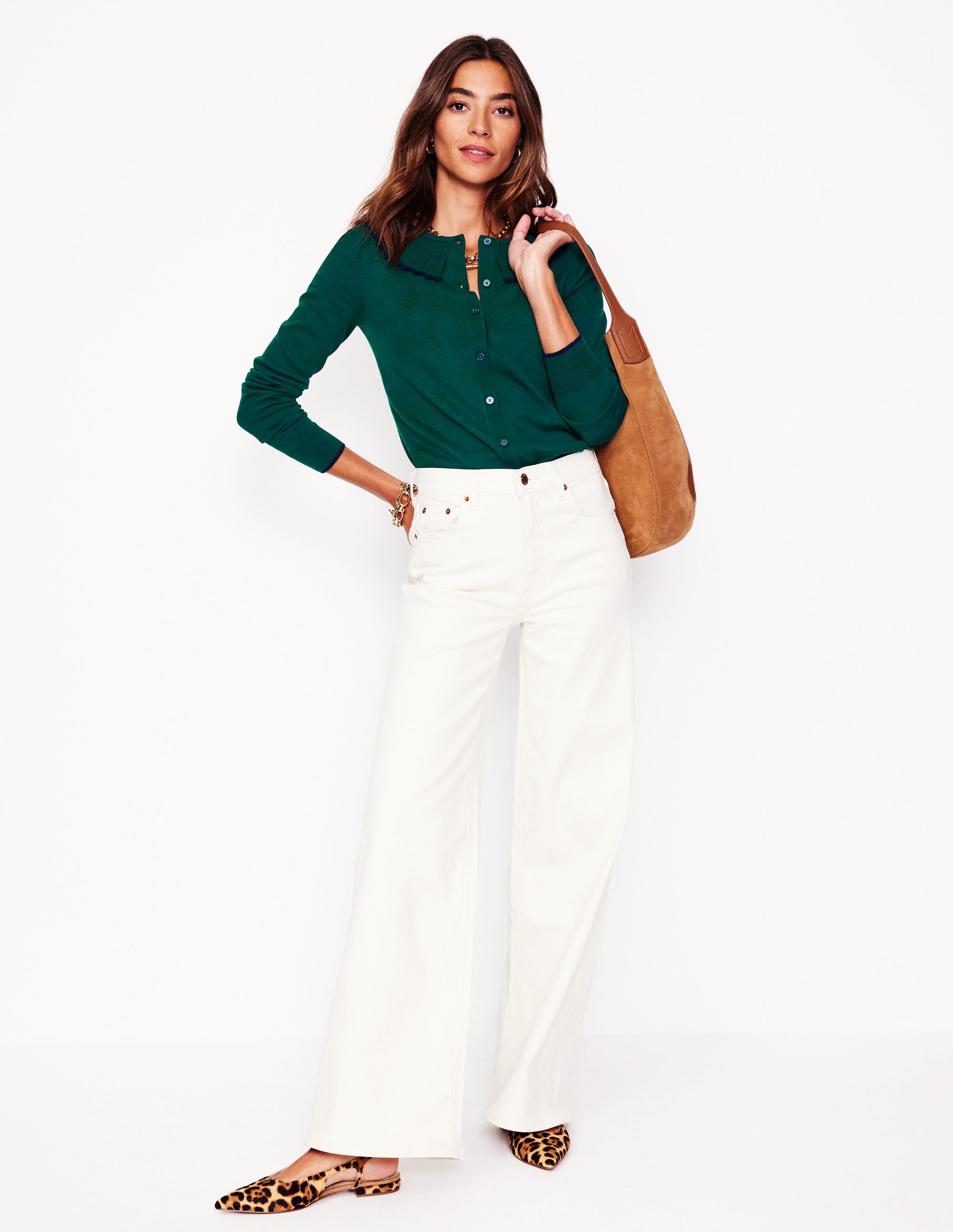 Frill Collared Cardigan-Glade Green - Image 4