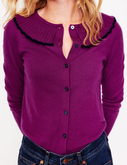 Frill Collared Cardigan-Regal Purple