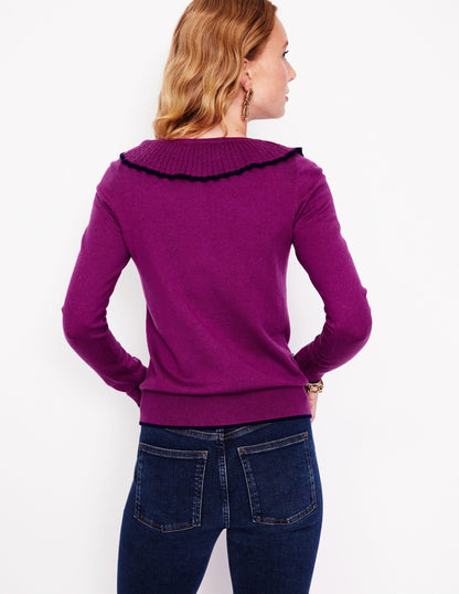 Frill Collared Cardigan-Regal Purple