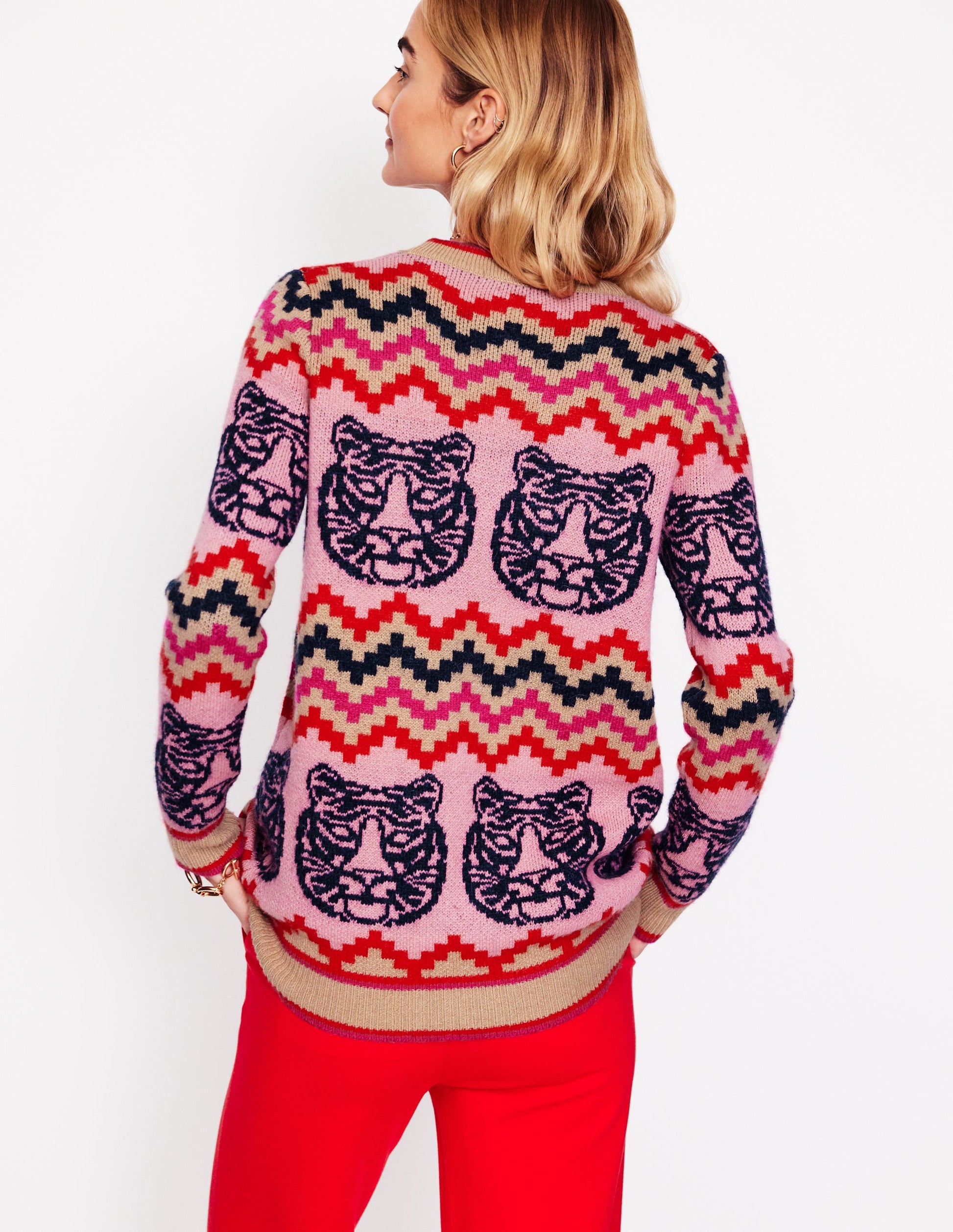 Quinn Boyfriend Cardigan-Multi, Tiger-3