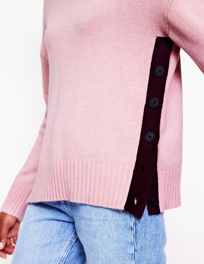 Zia Button Side Jumper-Quartz Pink