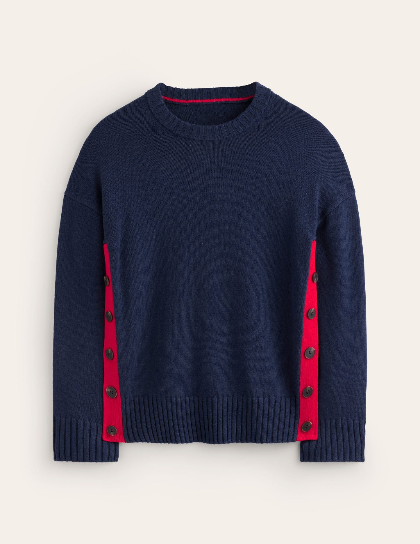 Zia Button Side Jumper-Navy