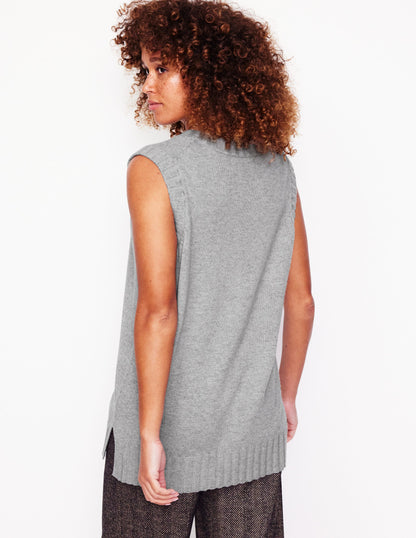 Longline V-Neck Tank-Mink Melange