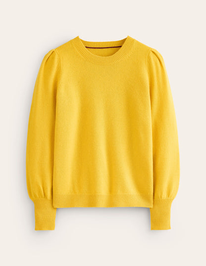 Pleated Sleeve Cashmere Jumper-Ceylon Yellow