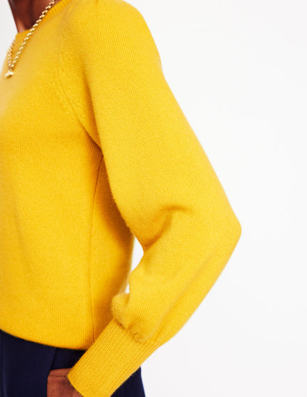 Pleated Sleeve Cashmere Jumper-Ceylon Yellow