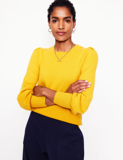 Pleated Sleeve Cashmere Jumper-Ceylon Yellow