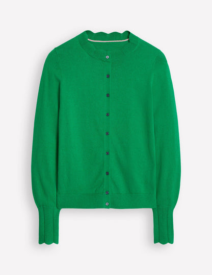 Imi Scalloped Cardigan-Rich Emerald Green