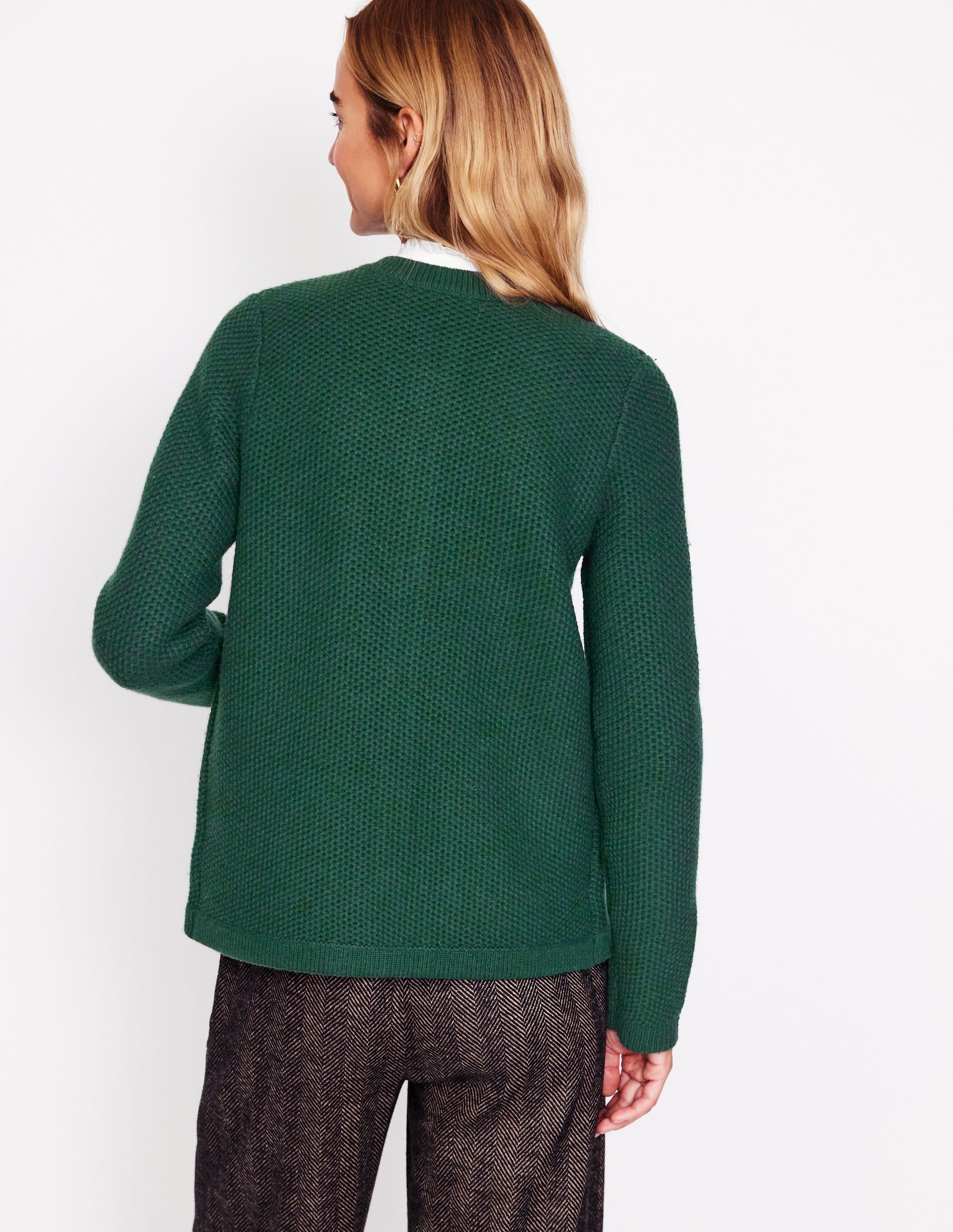Textured Stitch Cardigan-Dark Cedar Green - Image 3