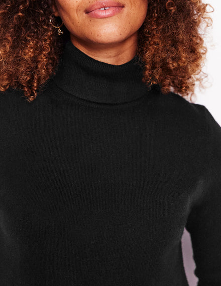 Eva Cashmere Roll Neck Jumper-Black