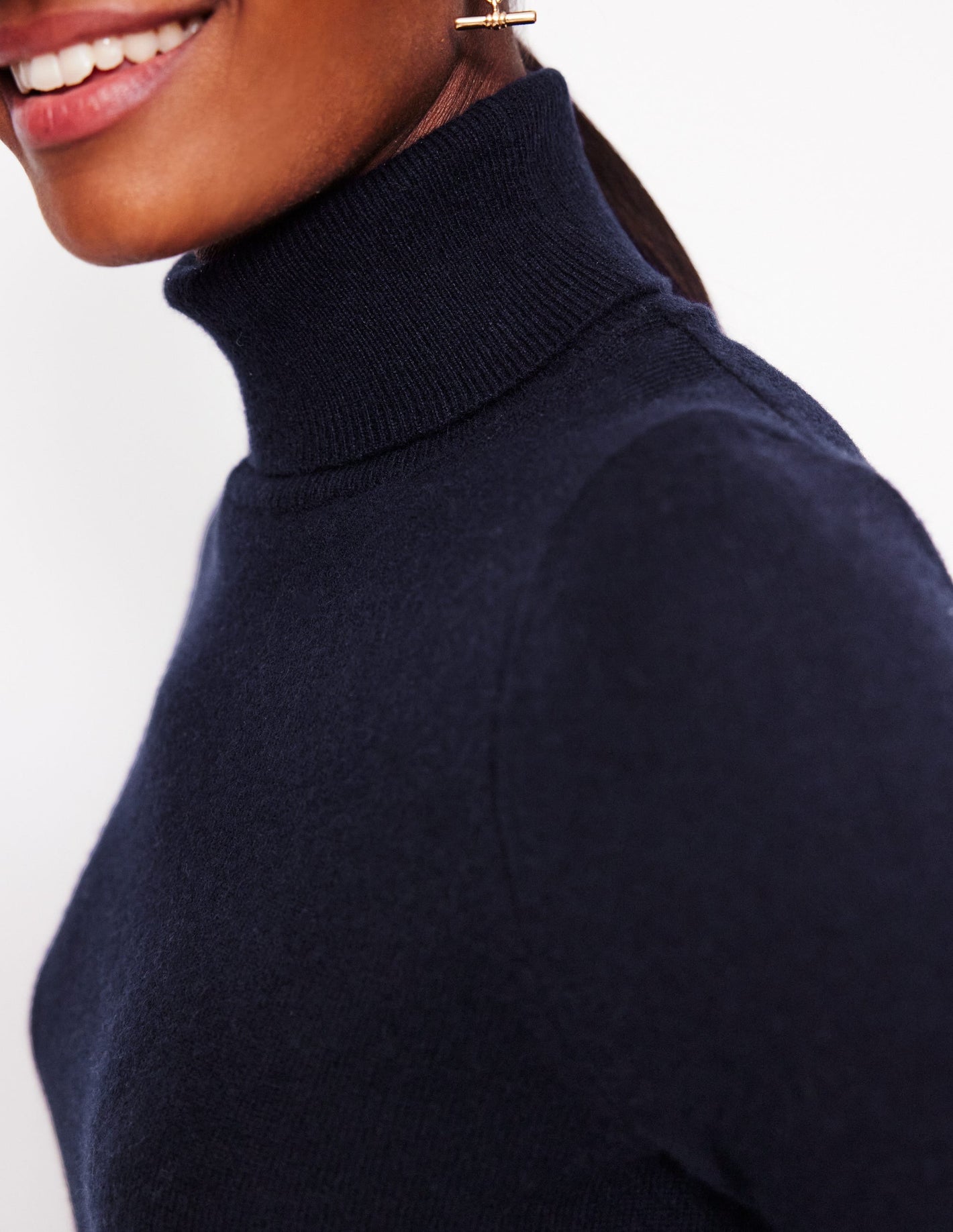 Eva Cashmere Roll Neck Jumper-Navy