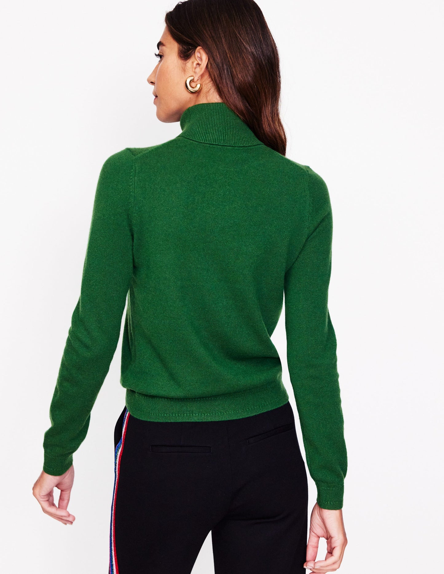 Eva Cashmere Roll Neck Jumper-Pine Green