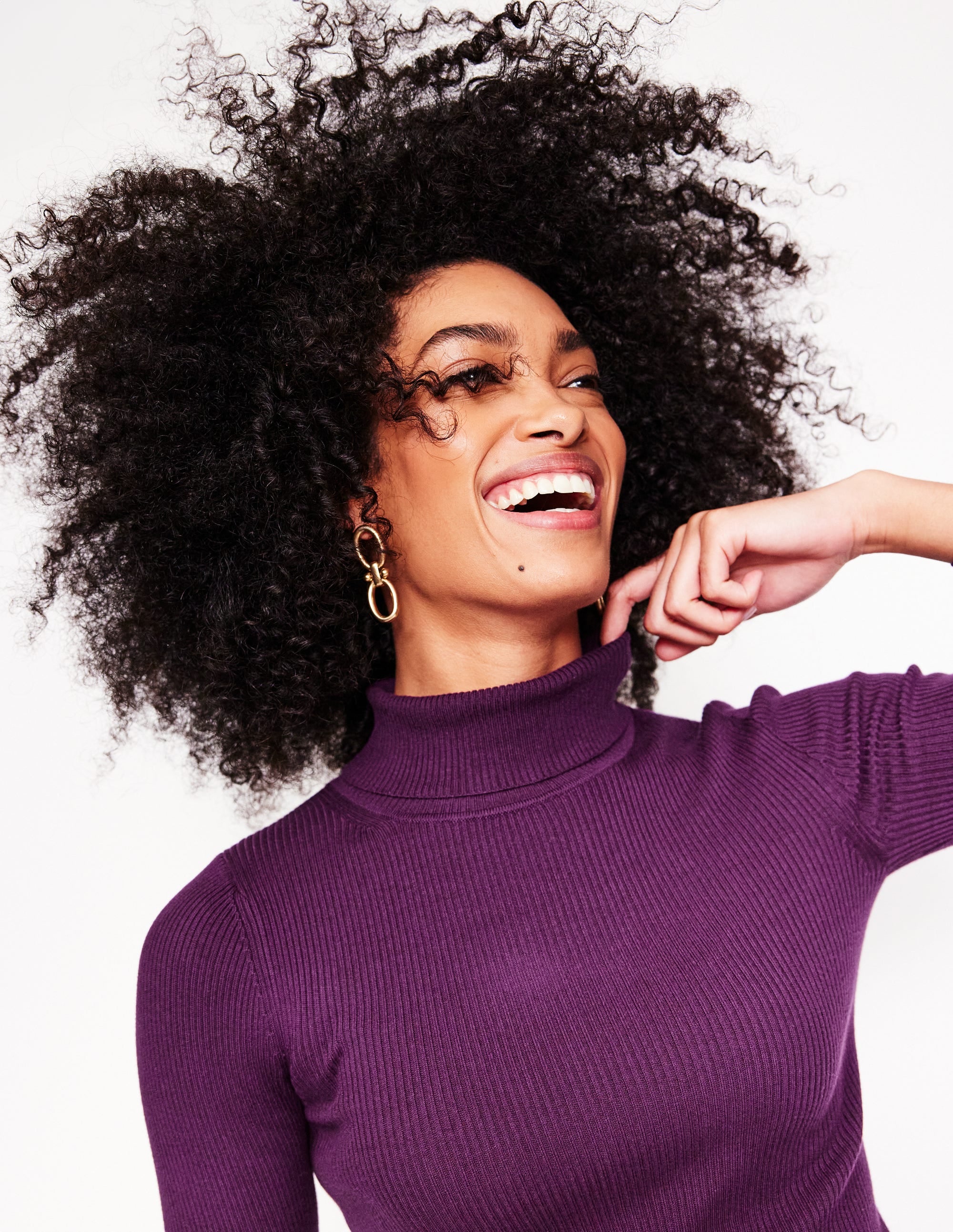Catriona Roll Neck Jumper-Damson Purple - Image 2