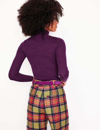 Catriona Roll Neck Jumper-Damson Purple