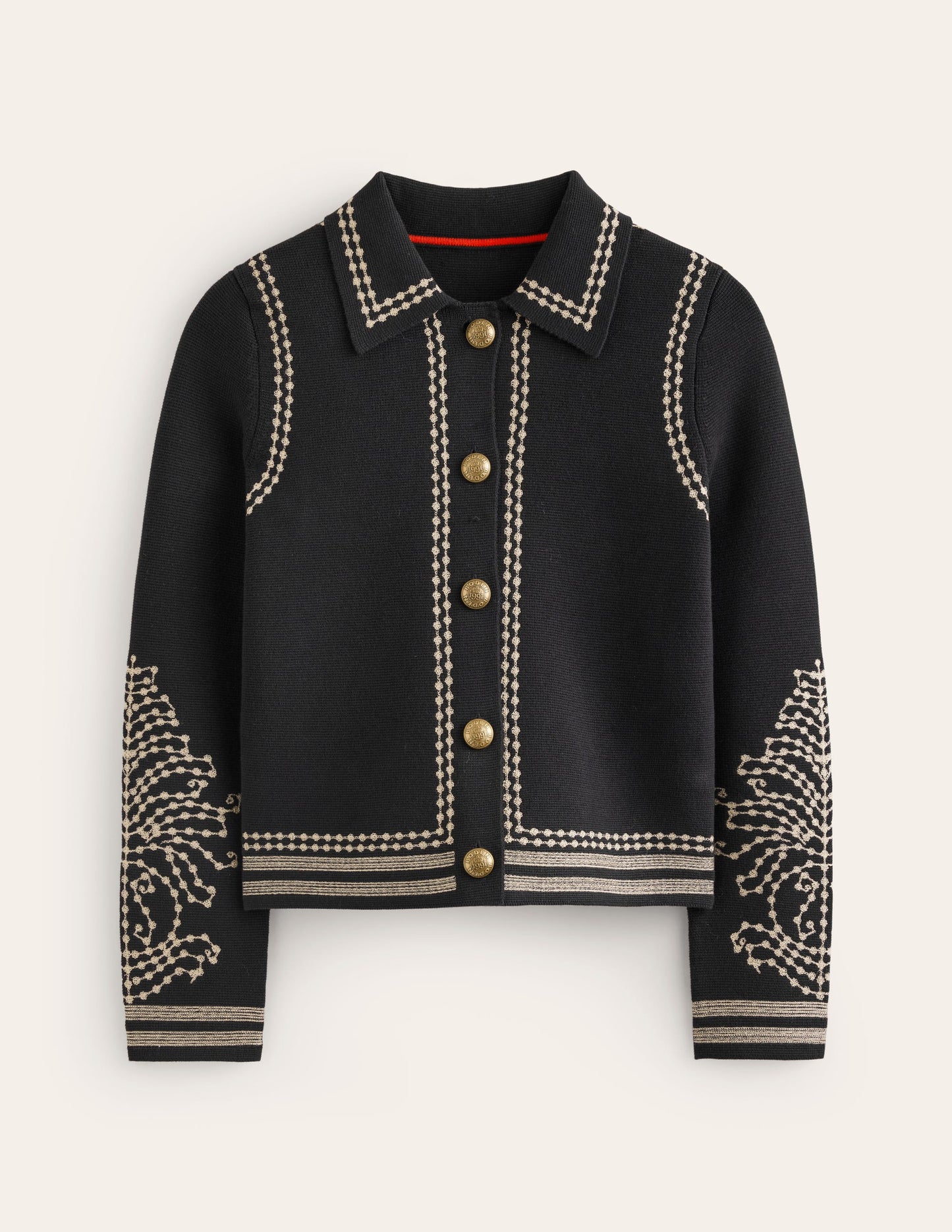 Collared Knitted Jacket-Black