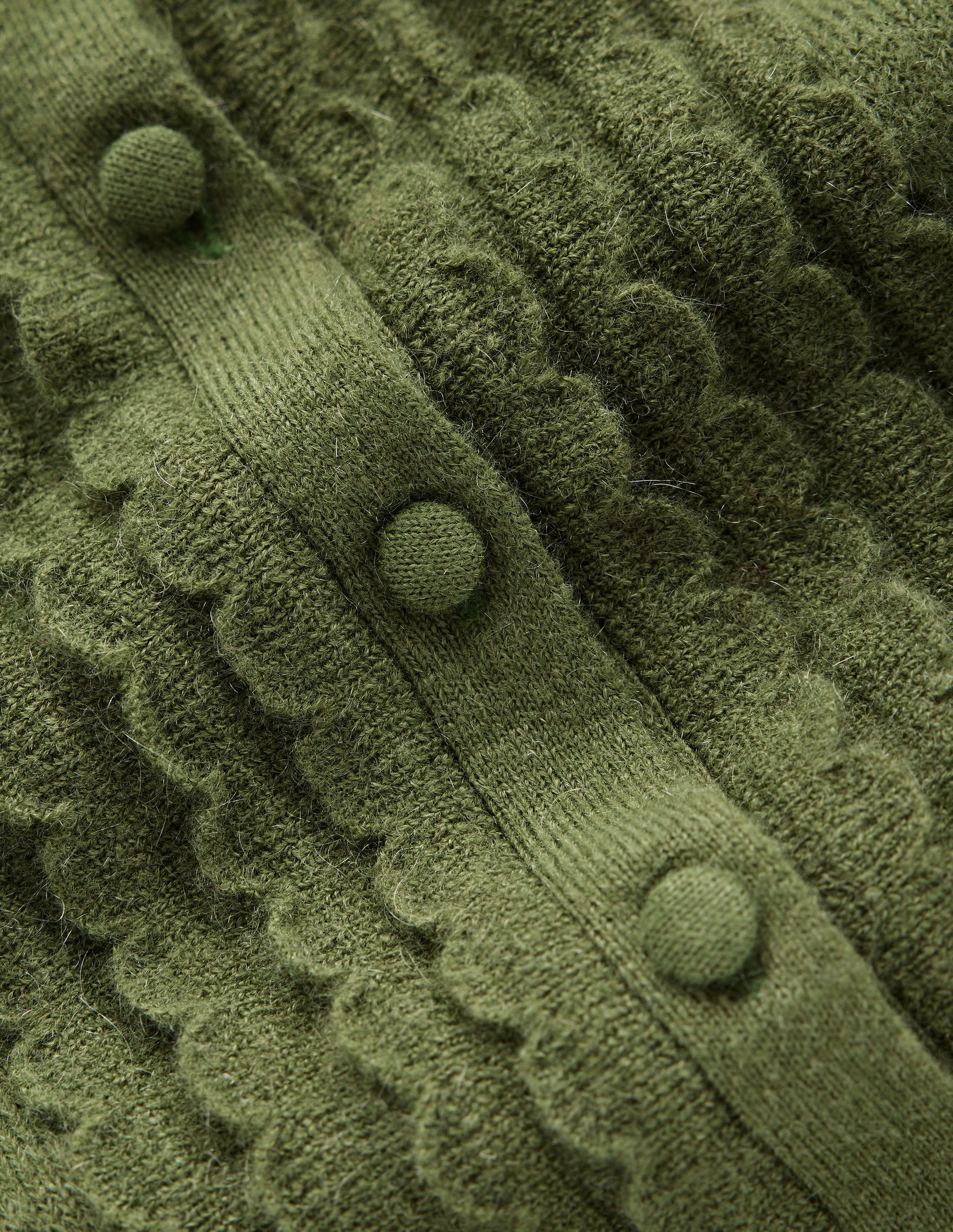 Scallop Sleeve Cardigan-Oregano Green-7