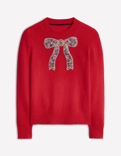 Fenella Embellished Jumper-Rouge Red