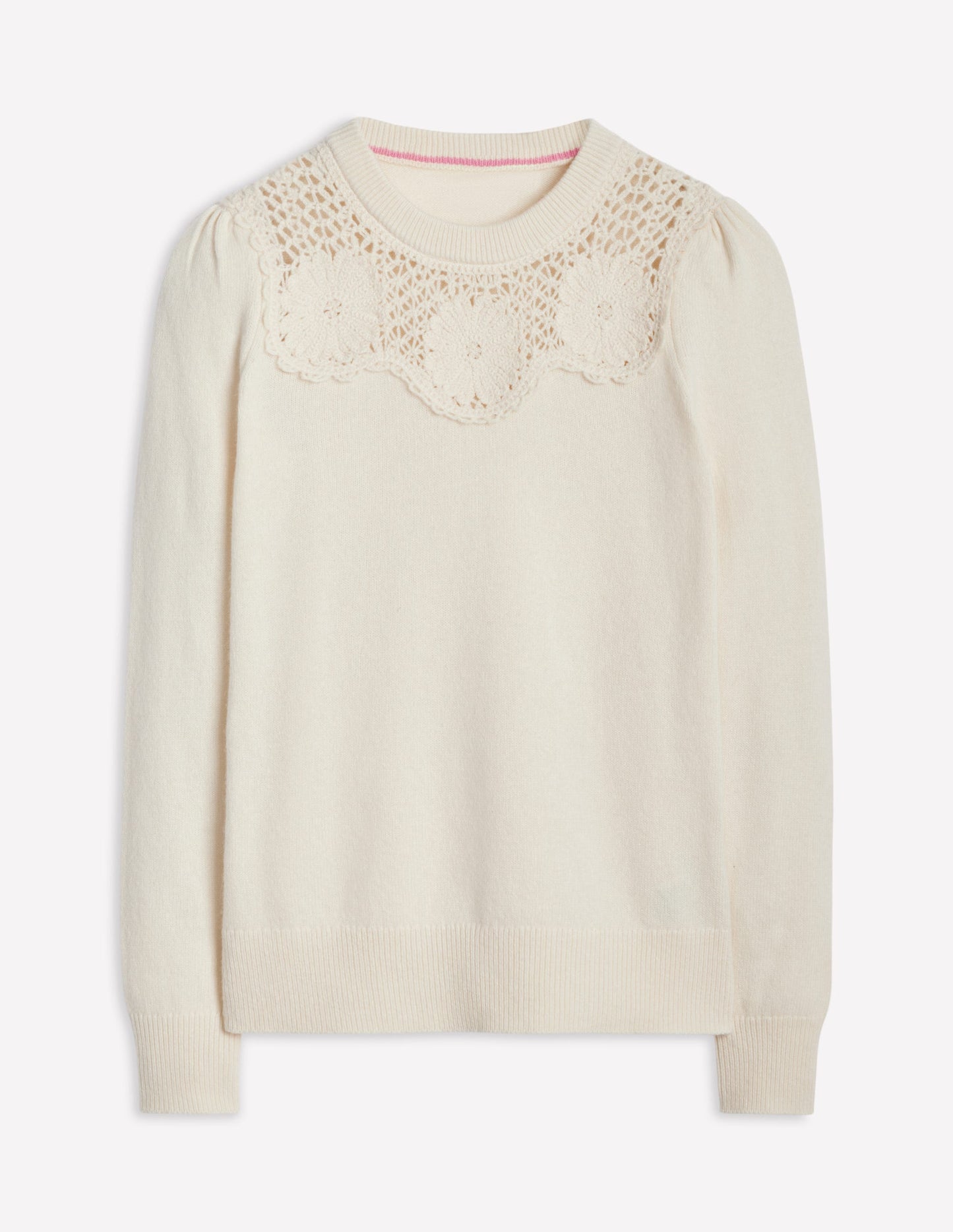 Flower Motif Jumper-Warm Ivory Melange