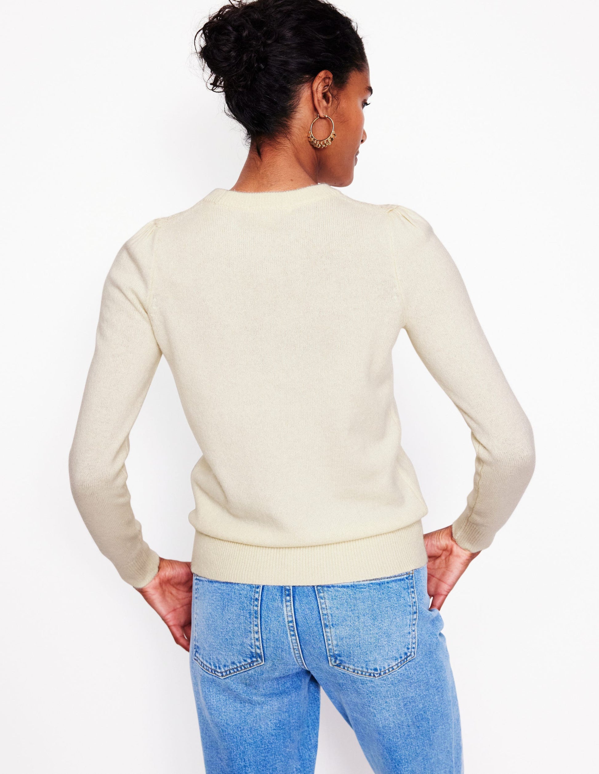 Flower Motif Jumper-Warm Ivory Melange-3