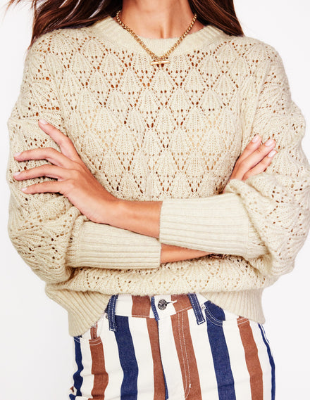 Chunky Pointelle Jumper-Warm Ivory