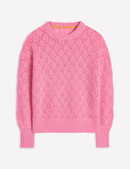 Chunky Pointelle Jumper-Old Rose Pink