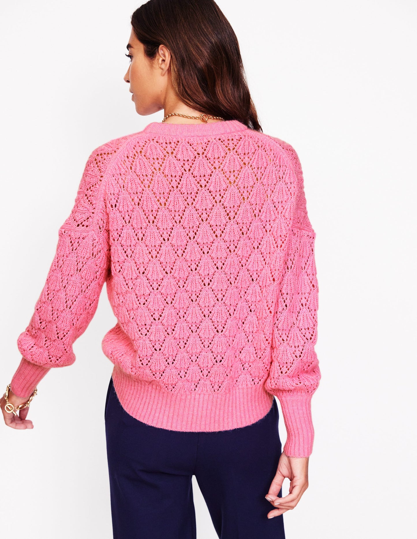 Chunky Pointelle Jumper-Old Rose Pink