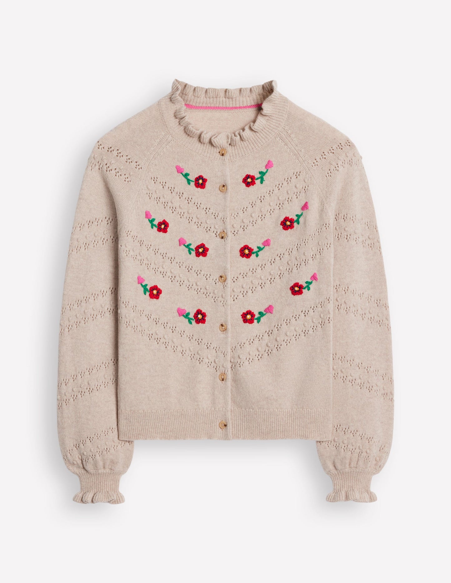 Fae Embroidered Cardigan -Oatmeal Melange