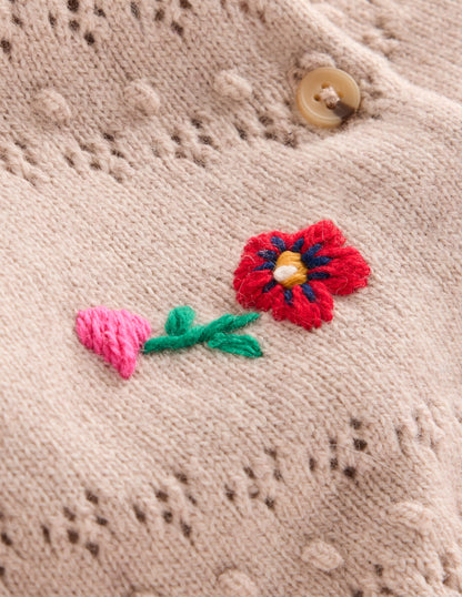 Fae Embroidered Cardigan -Oatmeal Melange