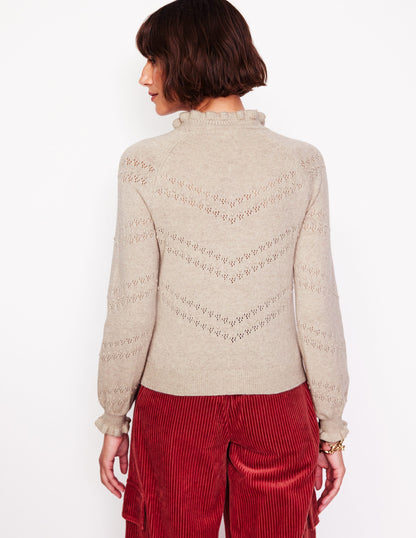 Fae Embroidered Cardigan -Oatmeal Melange