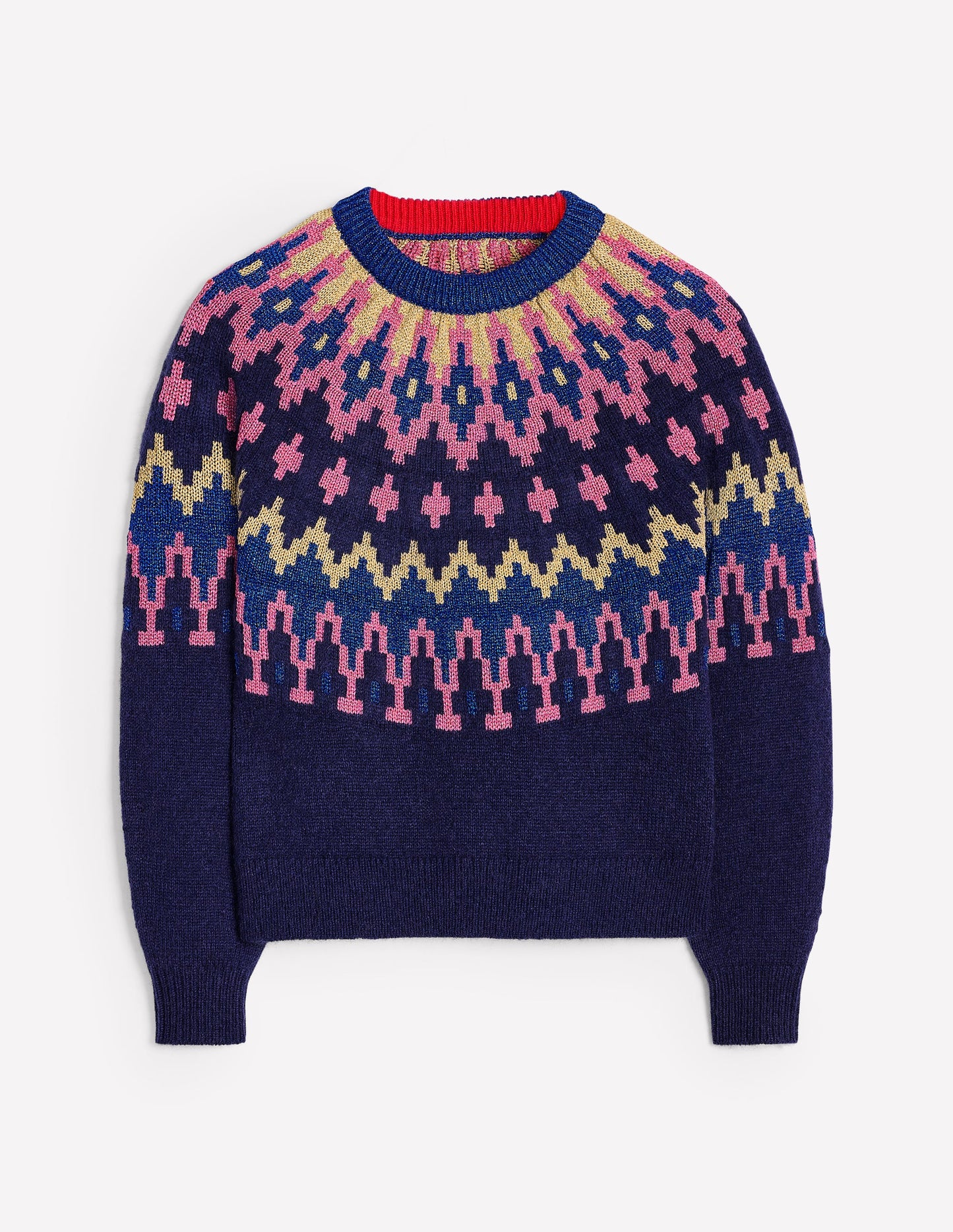 Kat Sparkly Fair Isle Jumper-Navy