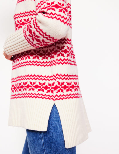 Jessica Oversized Jumper-Red Fair Isle