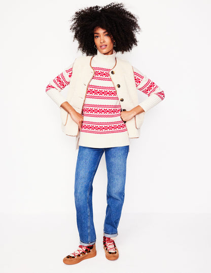 Jessica Oversized Jumper-Red Fair Isle