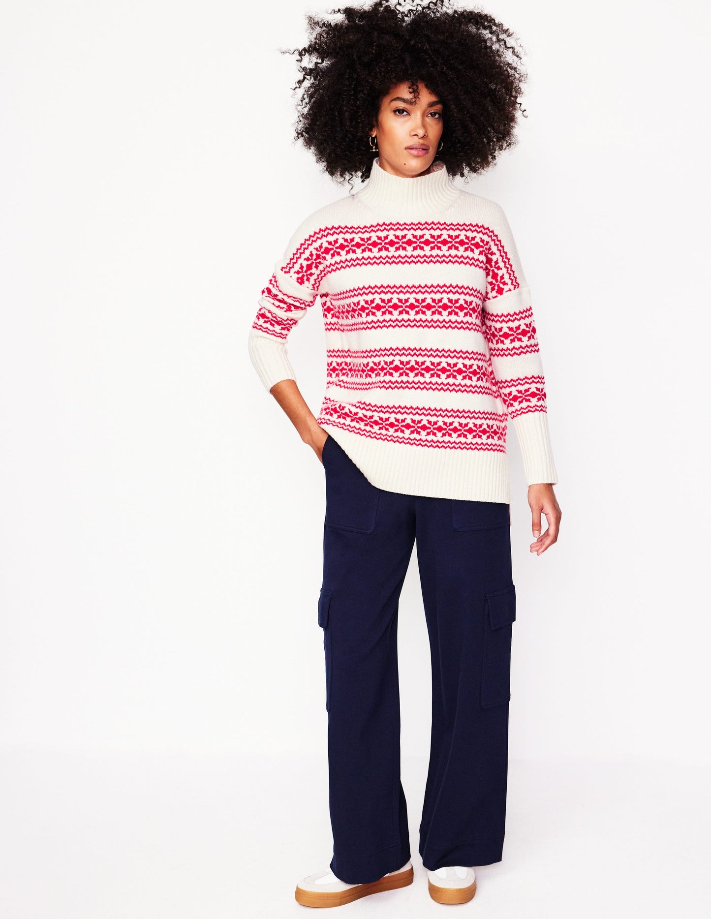 Jessica Oversized Jumper-Red Fair Isle