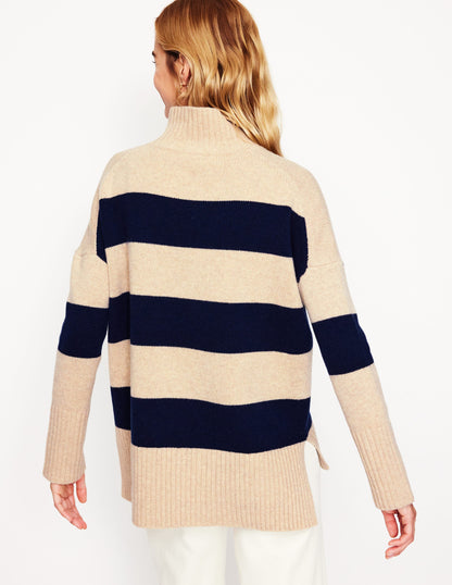 Jessica Oversized Jumper -Chinchilla Melange, Navy