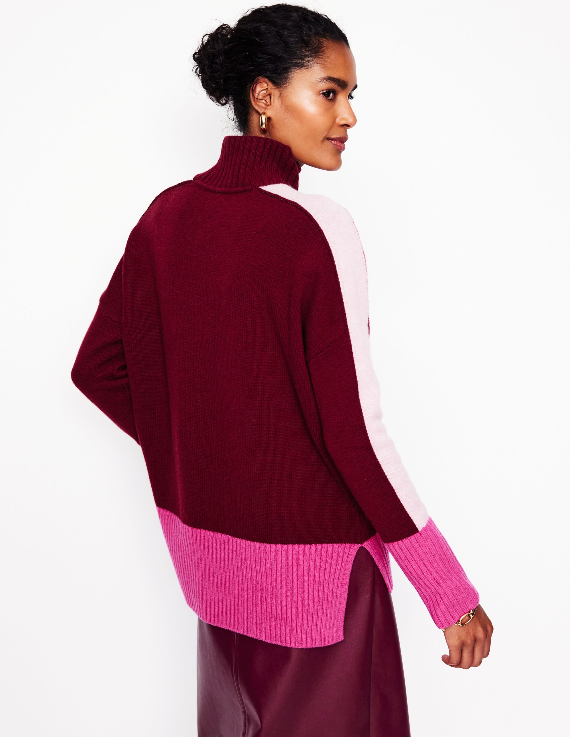 Jessica Oversized Jumper-Deep Wisteria, Colour Block - Image 3