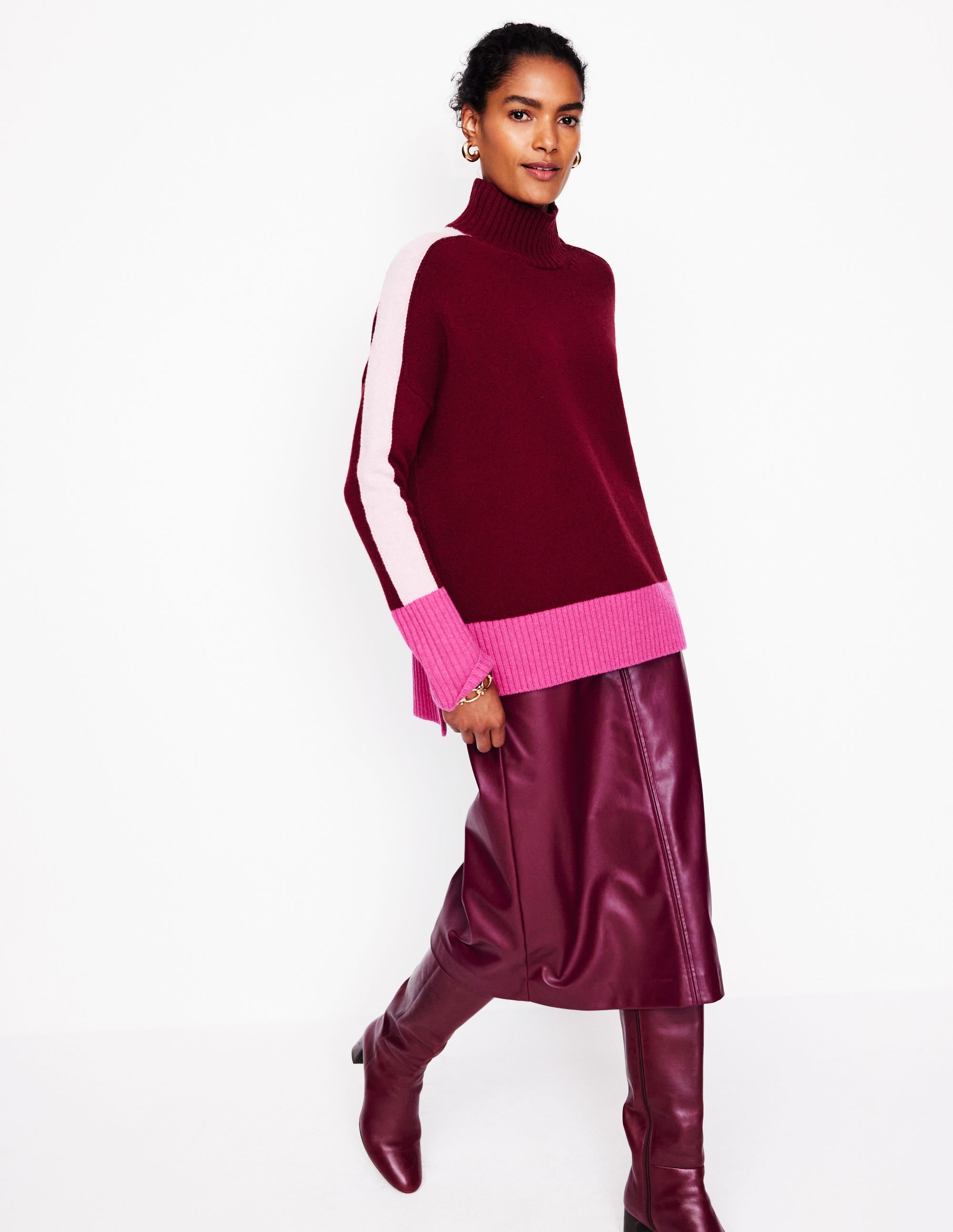 Jessica Oversized Jumper-Deep Wisteria, Colour Block - Image 4