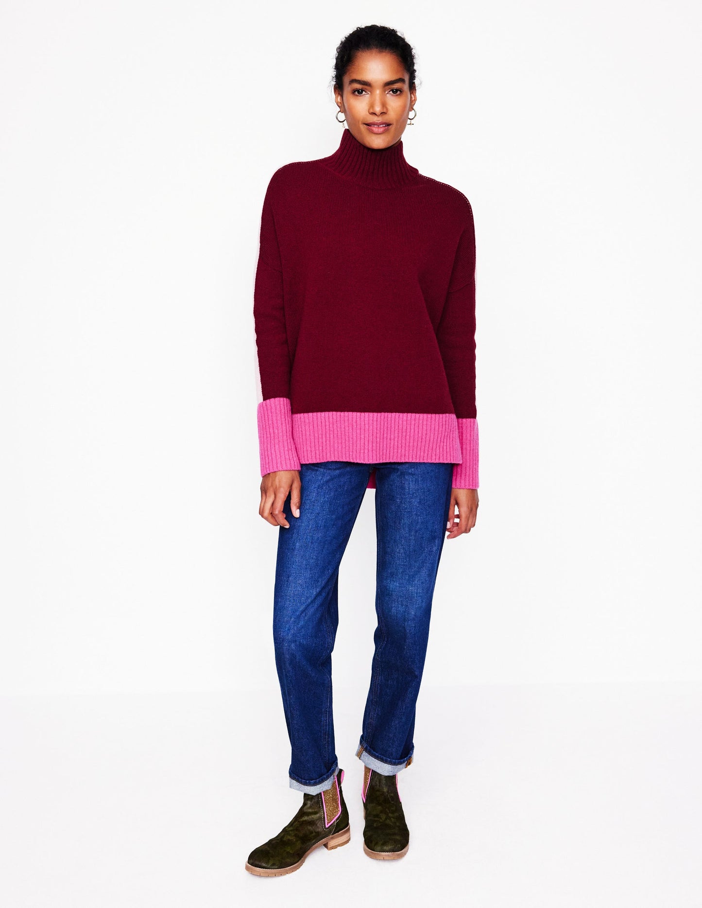 Jessica Oversized Jumper -Deep Wisteria, Colour Block