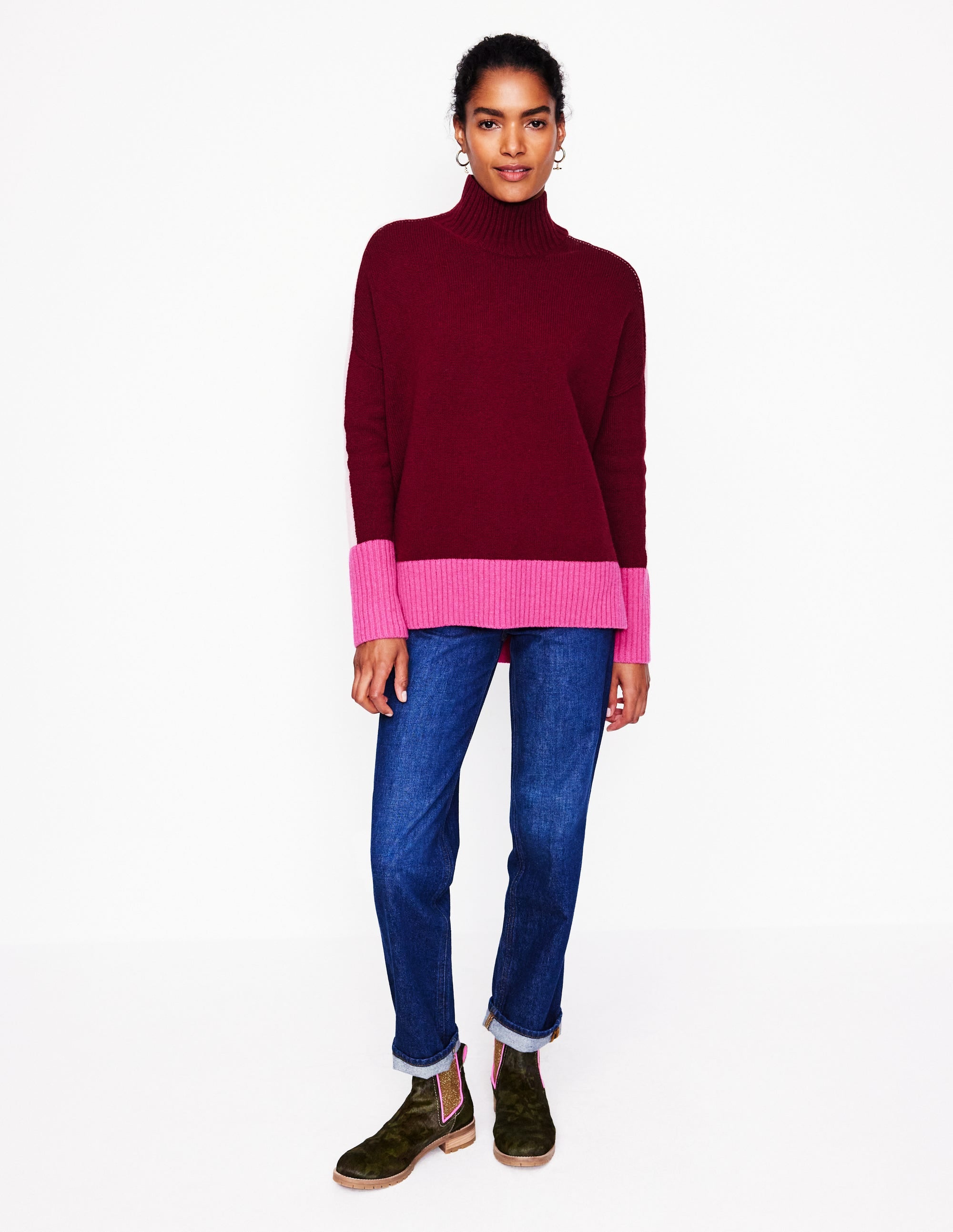Jessica Oversized Jumper-Deep Wisteria, Colour Block - Image 5