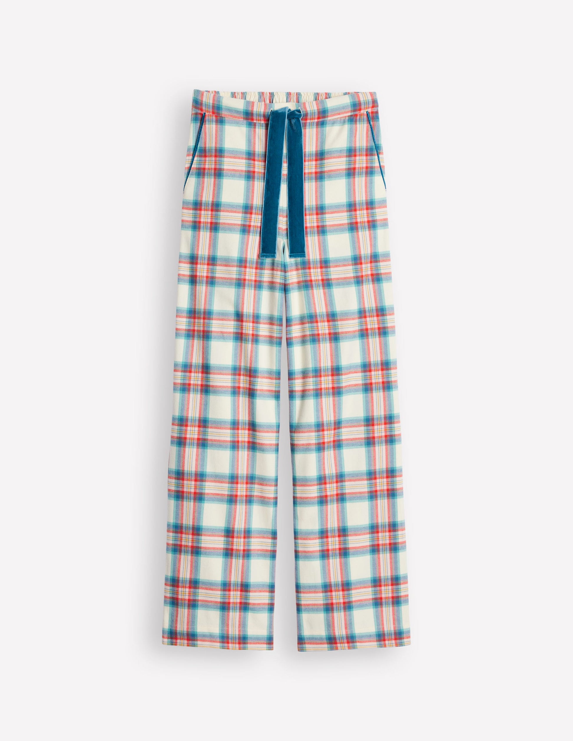 Brushed Cotton Pyjama Trousers-Eggnog & Orange Check-7