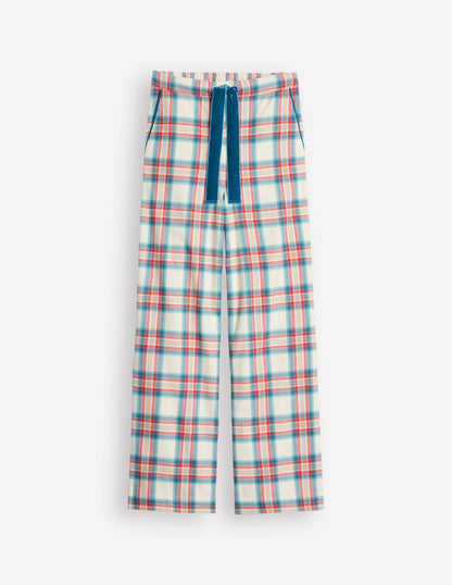 Brushed Cotton Pyjama Trousers-Eggnog & Orange Check-7