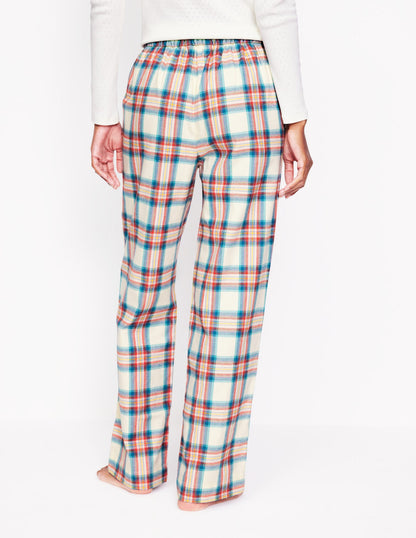 Brushed Cotton Pyjama Trousers-Eggnog & Orange Check-3