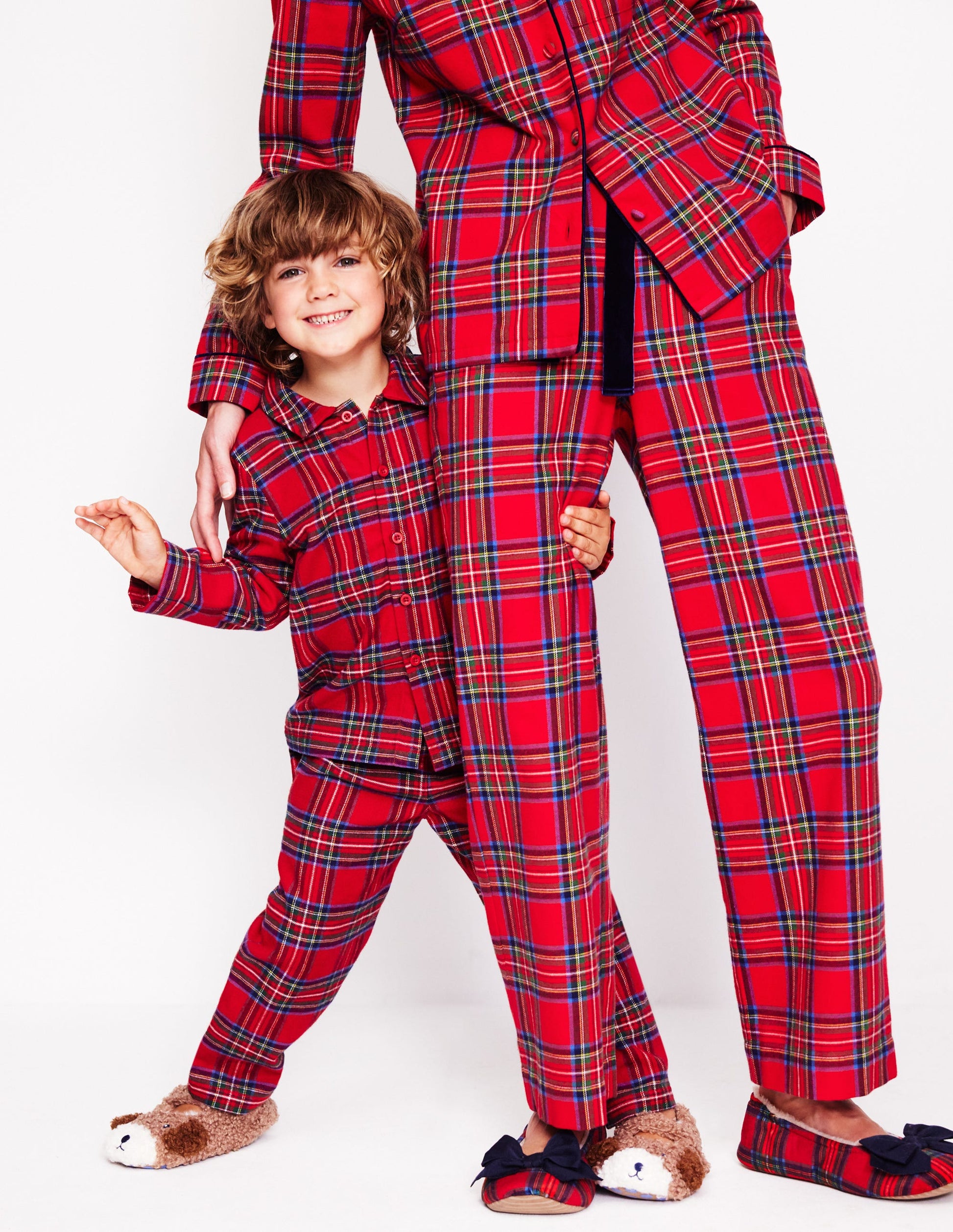 Brushed Cotton Pyjama Trousers-Tonal Reds Check-5