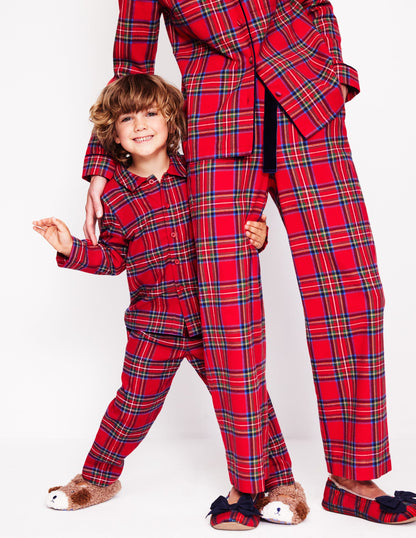 Brushed Cotton Pyjama Trousers-Tonal Reds Check-5