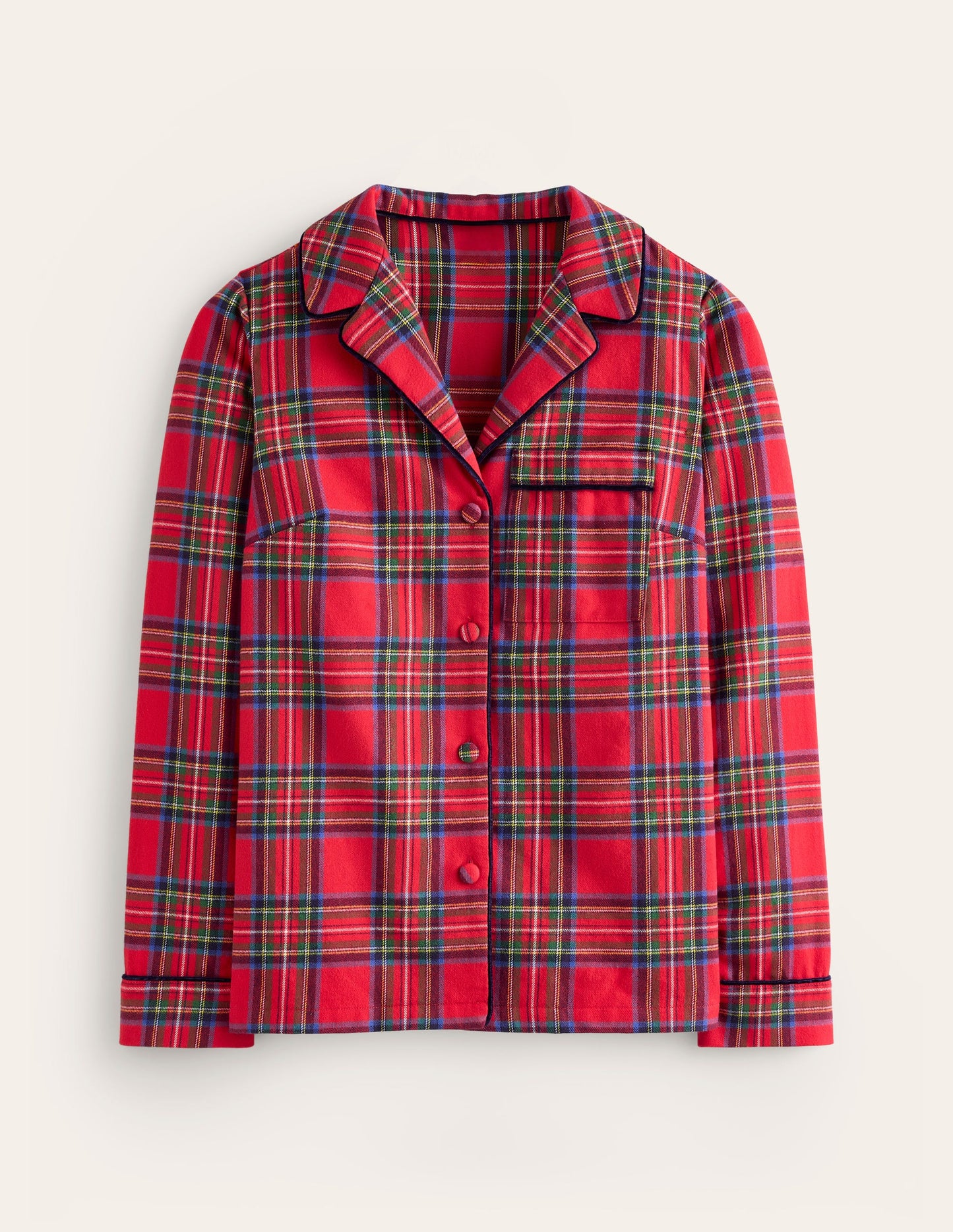 Brushed Cotton Pyjama Shirt-Red and Blue Check