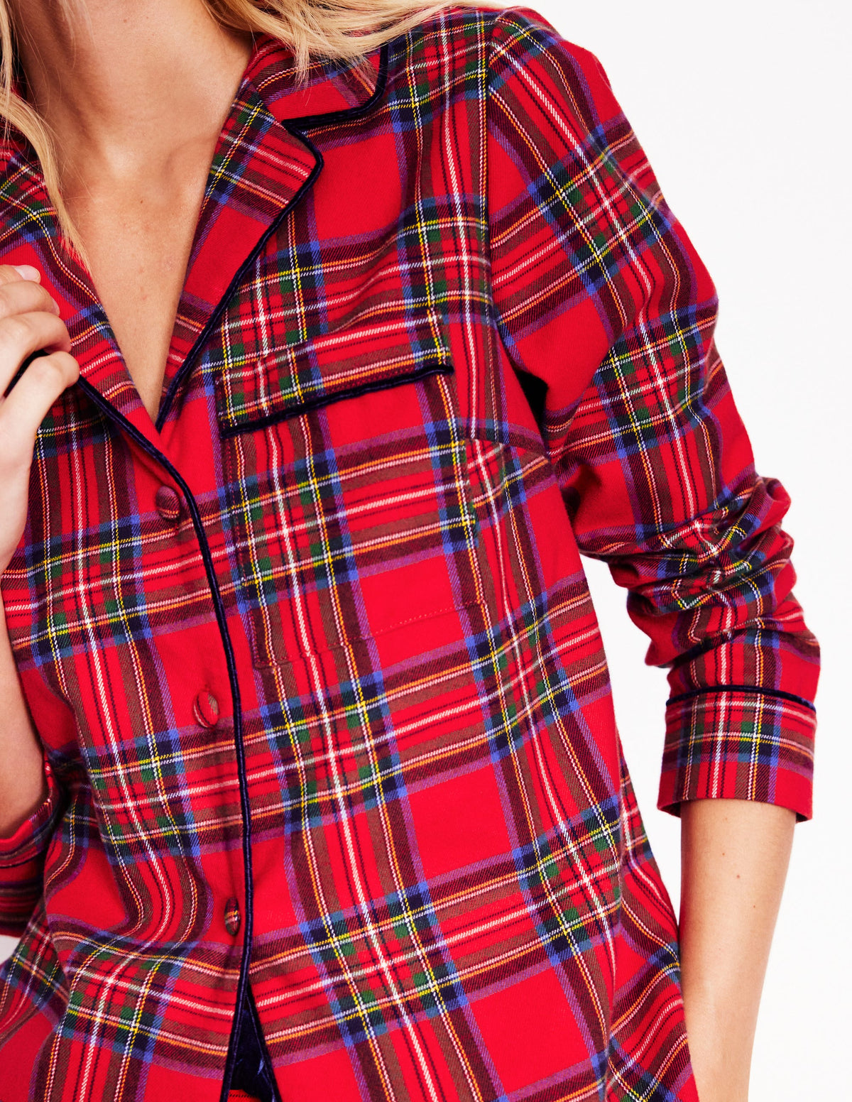 Brushed Cotton Pyjama Shirt-Red and Blue Check - Image 2
