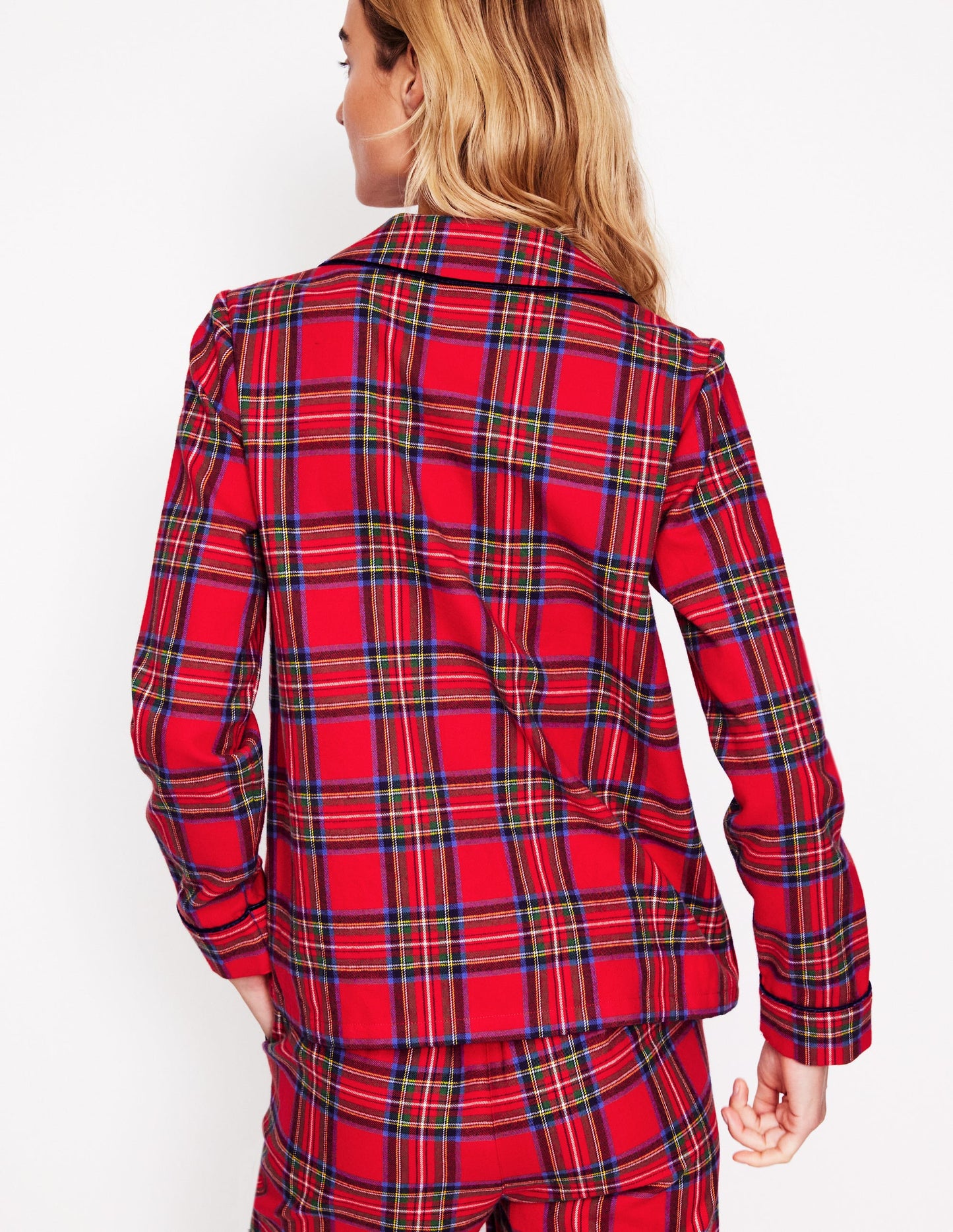 Brushed Cotton Pyjama Shirt-Red and Blue Check