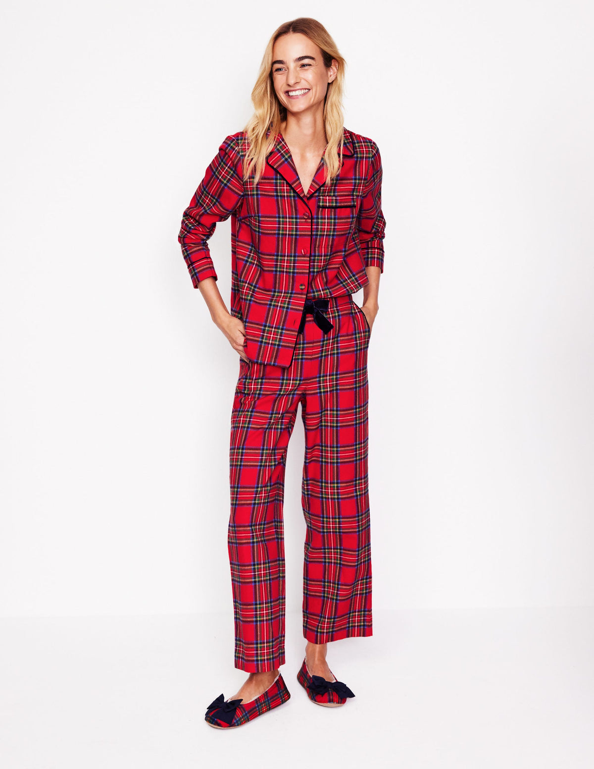 Brushed Cotton Pyjama Shirt-Red and Blue Check - Image 4