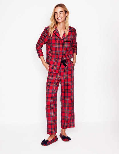 Brushed Cotton Pyjama Shirt-Red and Blue Check