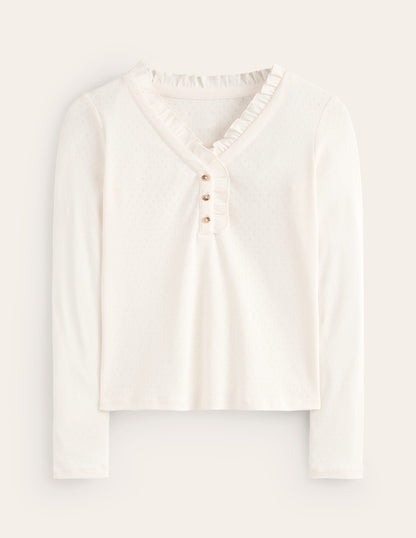 Henley Pyjama Top-Ivory