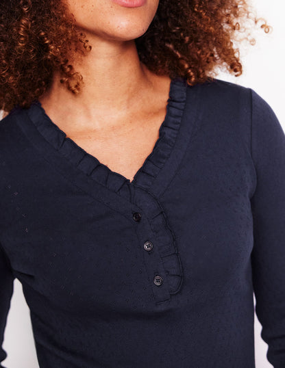 Henley Pyjama Top-Navy